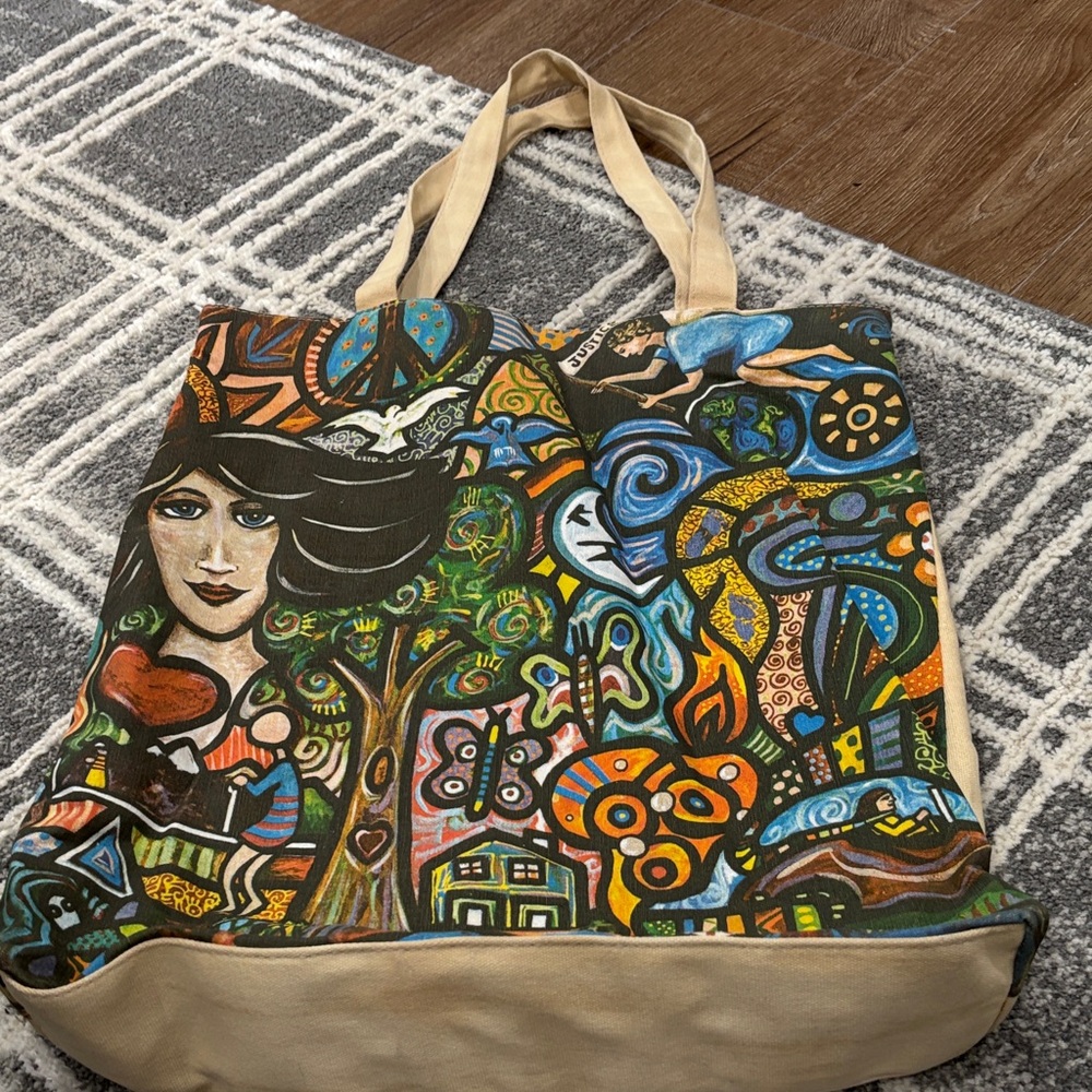 True Religion Multicolor Artistic Tote Bag
